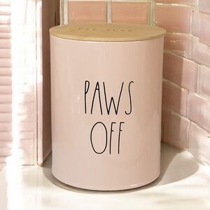 Rae Dunn Pink 'Paws Off' Pet Canister - NWOT